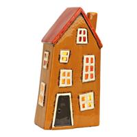 Lichthuis van aardewerk, bruin/rood (B/H/D) 13x26x9cm