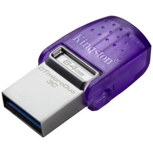 Kingston DataTraveler microDuo 3C USB-stick Retail 64 GB RVS, Violet DTDUO3CG3/64GB USB 3.2 Gen 1 (USB 3.0), USB-C