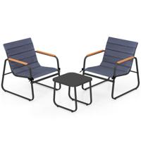 3-Delige Bistroset voor Het Terras Outdoor Zitgroep met Kussens & Glazen Salontafel