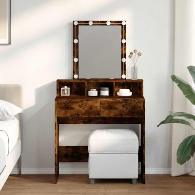 Kaptafel met LED 80x41x144,5 cm gerookt eikenkleurig