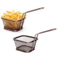 Cosy & Trendy Patatmandje - 6x - antiek brons - metaal - mini frituurmandje - L6xB6xH14 cm