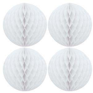 Papieren kerstballen - 4x - wit - 10 cm - kerstversiering