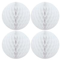 Papieren kerstballen - 4x - wit - 10 cm - kerstversiering