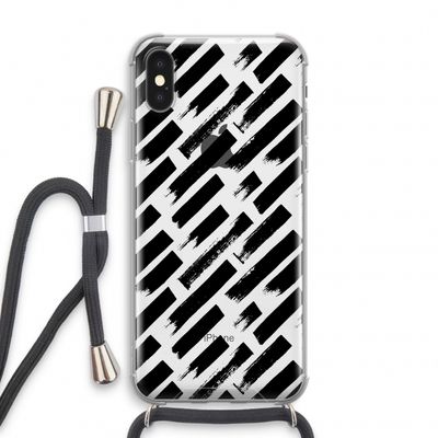 Zwarte vegen: iPhone X Transparant Hoesje met koord