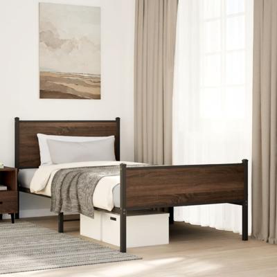 Bedframe zonder matras metaal bruin eikenkleurig 100x190 cm