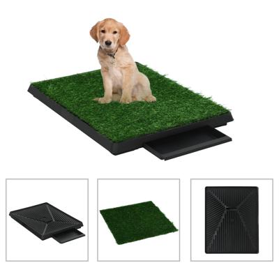 VidaXL Huisdierentoilet met bak en kunstgras 63x50x7 cm groen