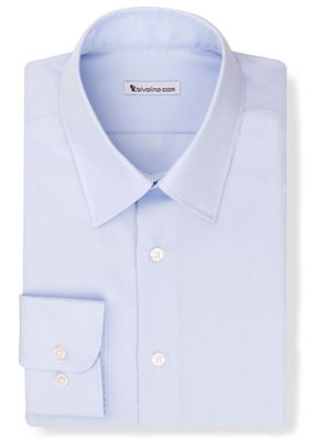 GREBALDINI - Blauw strijkvrij twill hemd - Opal 2