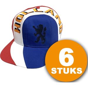 Oranje Feestpet 6 stuks Pet ""Holland"" Feestkleding EK/WK Voetbal Rood-Wit-Blauw Oranje Versiering Versierpakket