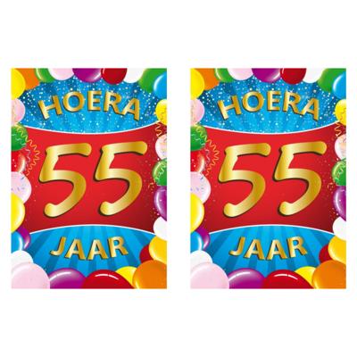 Verjaardag deurposter - 2x - 55 jaar - multi - 59 x 84 cm - leeftijd feestartikelen Verjaardag deurposter - 2x - 55 jaar - multi - 59 x 84 cm - leeftijd feestartikelen