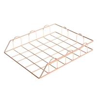 Vouwen smeedijzeren brief tijdschrift krant houder opslag rek bestand lade Office Bureau Organizer Supplies (Rose goud)