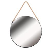 Home Deco Factory spiegel - rond - zwart - met ophangtouw - D50 cm Home Deco Factory spiegel - rond - zwart - met ophangtouw - D50 cm