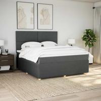 Boxspring met matras stof donkergrijs 180x200 cm