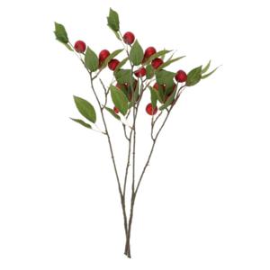 Kunstbloem fruit tak met appels - 2x - 76 cm - rood - Kunst zijdebloemen