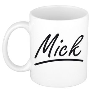 Naam cadeau mok / beker Mick met sierlijke letters 300 ml