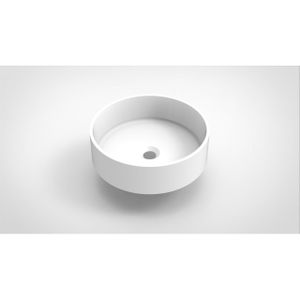 Arcqua Case waskom - 40x40cm - Rond - Cast marble Wit Mat WAS113035