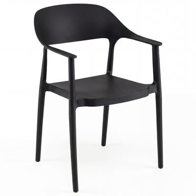 Eetkamerstoel Weerbestendige Keukenstoel van Kunststof Stapelbare Tuinstoel met Armleuningen en Rugleuning Lichte Stoel met een Draagvermogen tot 150 kg-Zwart