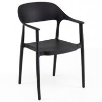 Eetkamerstoel Weerbestendige Keukenstoel van Kunststof Stapelbare Tuinstoel met Armleuningen en Rugleuning Lichte Stoel met een Draagvermogen tot 150 kg-Zwart