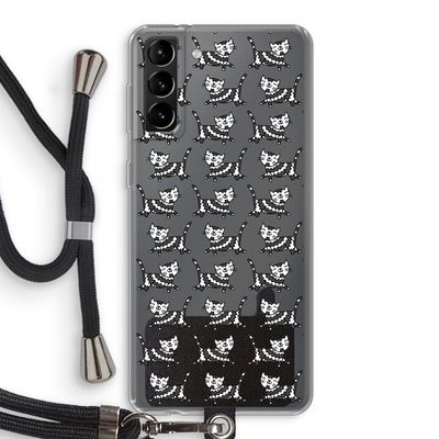 Zwarte poes: Samsung Galaxy S21 Plus Transparant Hoesje met koord