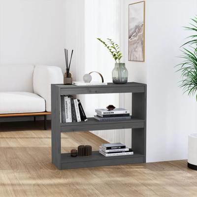 Boekenkast/kamerscherm 80x30x135,5 cm massief grenenhout grijs