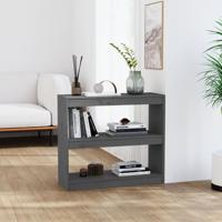 Boekenkast/kamerscherm 80x30x135,5 cm massief grenenhout grijs