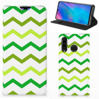 Huawei P30 Lite New Edition Hoesje met Magneet Zigzag Groen - thumbnail