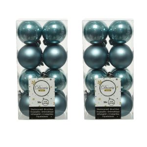 32x stuks kunststof kerstballen ijsblauw (blue dawn) 4 cm glans/mat