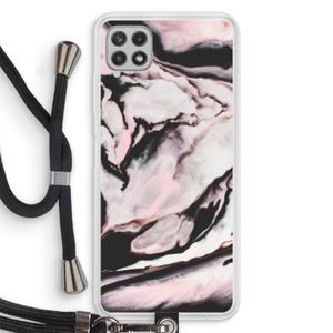 Roze stroom: Samsung Galaxy A22 4G Transparant Hoesje met koord