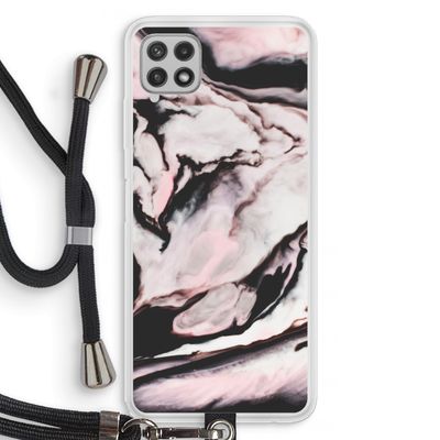 Roze stroom: Samsung Galaxy A22 4G Transparant Hoesje met koord