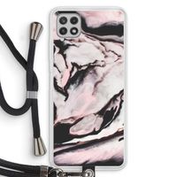 Roze stroom: Samsung Galaxy A22 4G Transparant Hoesje met koord