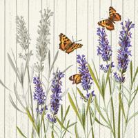 Paperdesign Servetten Vlinders en Lavendel - 20x stuks - 3 laags - 33 x 33 cm - bloemen - lentefeest