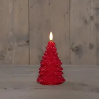 Anna&apos;s Collection LED kaars kerstboom wax 3D vlam rood Ø 8,5 x 15cm