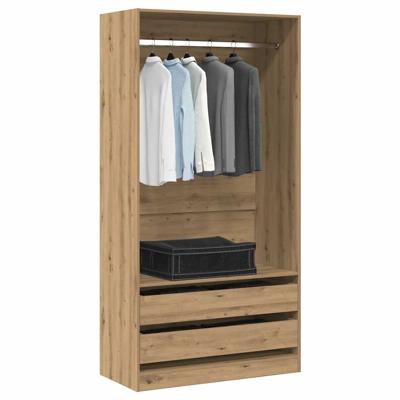 Kledingkast 100x50x200 cm bewerkt hout artisanaal eikenkleurig