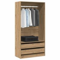 Kledingkast 100x50x200 cm bewerkt hout artisanaal eikenkleurig