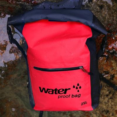 Outdoor vouwen dubbele schoudertas droge zak PVC waterdichte rugzak capaciteit: 25L (rood)