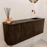 Toiletmeubel Mondiaz Joya Dlux | 101.6 cm | Meubelkleur Walnut | Faye wastafel Lava Wasbak Rechts | Zonder kraangat(en) Toiletmeubel Mondiaz Joya Dlux | 101.6 cm | Meubelkleur Walnut | Faye wastafel Lava Wasbak Rechts | Zonder kraangat(en)