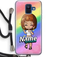 Chibi Maker vrouw: Samsung Galaxy A6 (2018) Transparant Hoesje met koord