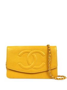 CHANEL Pre-Owned portefeuille à bride en chaîne (1998) - Jaune