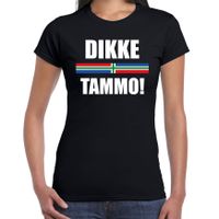 Dikke tammo met vlag Groningen t-shirts Gronings dialect zwart voor dames - thumbnail