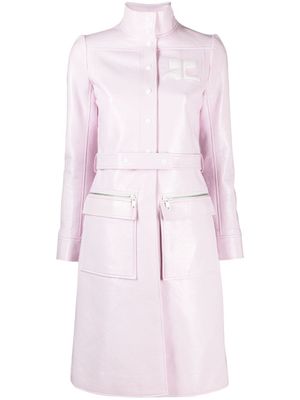 Courrèges trench en vinyle à logo appliqué - Rose