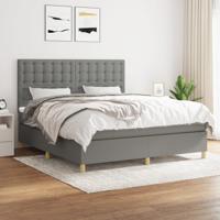 Boxspring met matras stof donkergrijs 160x200 cm
