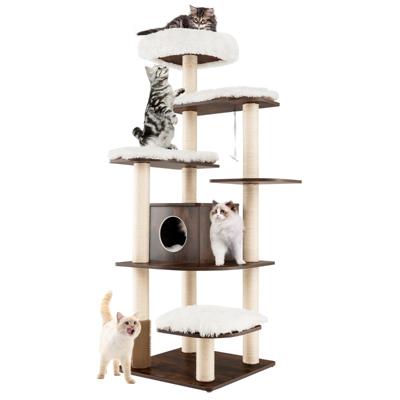 179 cm Katten Klimboom Meerlaags Platform Kattenboom met Hoogwaardige Krasbestendige Sisal Touw Kolom Katten Huis met Ruim Huis
