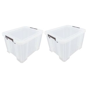 2x stuks Allstore opbergbox - 36 liter - Transparant - 47 x 38 x 31 cm