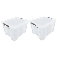 2x stuks Allstore opbergbox - 36 liter - Transparant - 47 x 38 x 31 cm