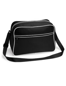 Atlantis BG14 Retro Shoulder Bag - Black/White - 40 x 28 x 18 cm