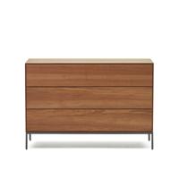 Kave Home Vedrana ladekast met 3 laden walnoot