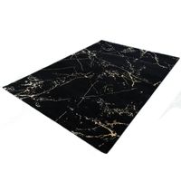 Vloerkleed - Zwart Marmer Look - 23438-975 - Zwart-Goud-80 x 150 cm