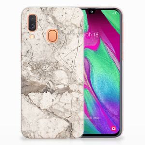 Samsung Galaxy A40 TPU Siliconen Hoesje Marmer Beige