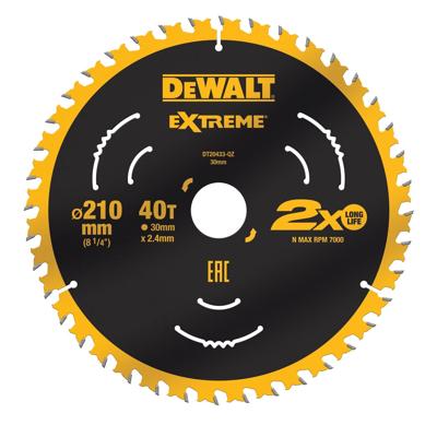 DeWALT Cirkelzaagblad voor Hout | Universeel | Ø 210mm Asgat 30mm 40T - DT20433-QZ