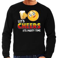 Funny emoticon sweater Lets cheers its party time zwart heren - thumbnail