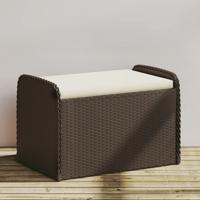 Opbergbankje met kussen 80x51x52 cm poly rattan bruin - thumbnail